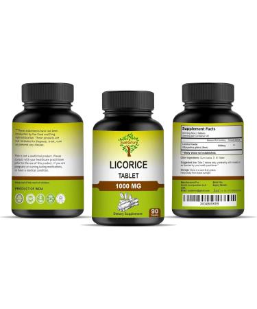SunNature 1000 mg Licorice Chewable Tablets | Digestive Support & Relief for Men & Women | Herbal Supplement for Heartburn and Upset Stomach | Non-GMO Gluten Free | 90 Tablets 45 Days Supply - Buy Online on GoSupps.com