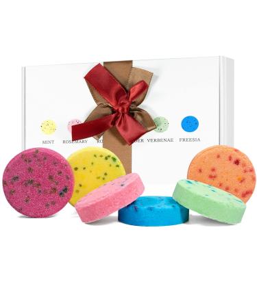 Shower Steamers, Aromatherapy Steamers with Pure Essential Oils for Relaxation, Gifts for All Ages, Birthday, Christmas and Valentine's Day Gift, Strong and Lasting Fragrance Shower Tablets, 6 PCS Mint, Rosemary, Verbena, …