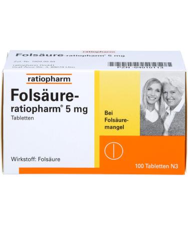 FOLIC ACID-RATIOPHARM 5 mg tablets 100 pcs