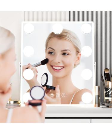 Manocorro Hollywood Vanity Mirror with 9 LED Bulbs & 3 Color Lighting Modes - Smart Touch Control - Plug in Light Up (White) - Buy Online on GoSupps.com