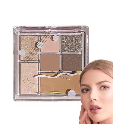 Natural Eyeshadow Palettes - 7 Colors Shimmer Waterproof Eyeshadow Matte Shimmer Pressed Eyeshadow Glitter Makeup Palette for Teens Beginners Travel Makeup Pologmase Raw Coconut Latte No. 16