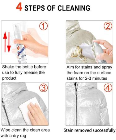 Dry Foam Cleaner for Clothes Ink Oil Stain Remover for Fabric Clothes Rinse-Free Waterless Clothing Cleansing Foam Quick Laundry Dry Cleaner 1pcs - Buy Online on GoSupps.com
