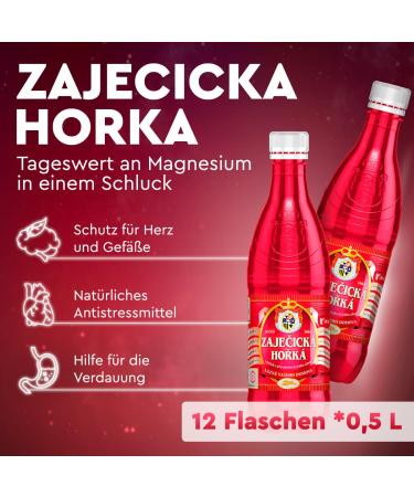 Zajecicka Horka Mineral Water - Bitter Taste High Mineralization - 12 Pack (0.5 L each) - Premium Czech Republic Still Water with Magnesium & Sulfate - Buy Online on GoSupps.com