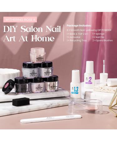 Beetles Dipping Powder Nail Starter Kit - 6 Color Set for French Manicure - Nail Art Kit with Essential Tools - Withering Rose II - Buy Online on GoSupps.com