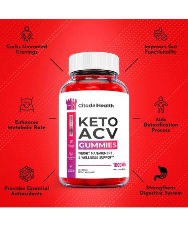 Citadel Health Keto ACV Gummies - Vegan Formula with Apple Cider Vinegar & Vitamin B12 (300 Gummies) - Buy Online on GoSupps.com