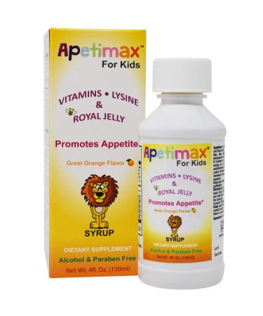 Apetimax Vitamins Lysine Royal Jelly Promotes Appetite Syrup for Adults and Kids (4oz for Kids) 4 Fl Oz (Pack of 1)
