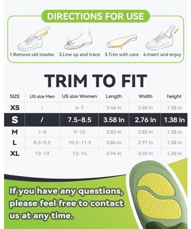 Arch Support Inserts & DynWalker Metatarsal Pads for Plantar Fasciitis Relief - Flat Feet Heel Spur - Size S (Women 7.5-8.5 - Buy Online on GoSupps.com