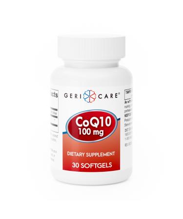 GeriCare CoQ10 100mg Softgels - High Absorption Co Q 10 Supplement - Easy to Swallow Q10 Coenzyme for Men Women and Elderly - 1 Month Supply 30 Count - Travel Friendly