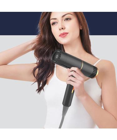 Automatic Overheating Protection Hair Dryer with Double Collagen Blue Light 800w High-power Negative Ion Care Blow for Mute Quick Drying eu Black EU Plug EU Plug Black - Buy Online on GoSupps.com