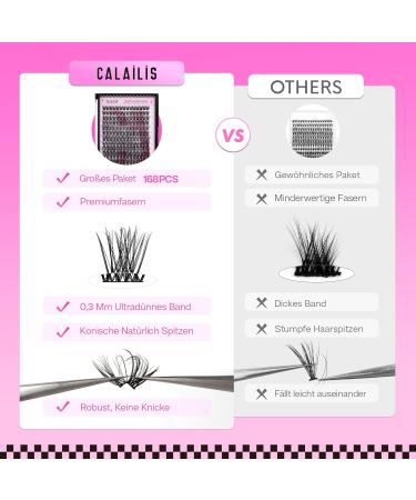 Calailis 168 PCS DIY Cluster Eyelashes - D Curl Individual Extensions for Volume Lashes | At-Home Eyelash Extension Kit - Buy Online on GoSupps.com