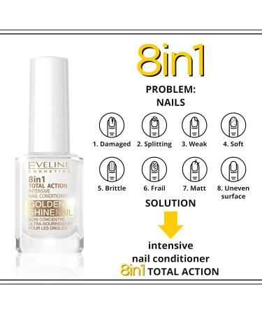 Eveline Cosmetics 8in1 Total Action Nail Serum with Golden Particles - 12ml - Buy Online on GoSupps.com
