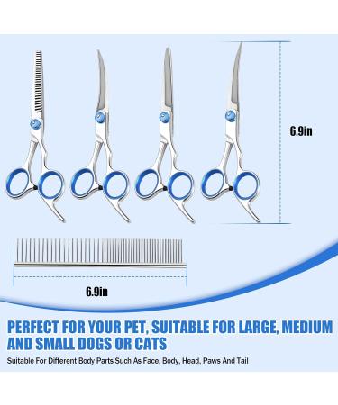 5 Pcs Dog Grooming Tool Set Pet Hair Care Thinning Shears Professional Dog Grooming Curved Scissors with Comb & Storage Bag Safety Round Tip Stainless Steel Dog Hair Scissors for Face Body Paws - Buy Online on GoSupps.com