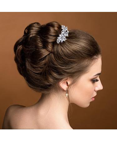 Set of 4 Rhinestone Hair Clips Crystal Bridal Hair Clips Wedding Hair Pins Rhinestone Flower Wedding Headpiece Elegant Hair Barrettes Decorative Silver Hair Clips for Women Girls - Buy Online on GoSupps.com