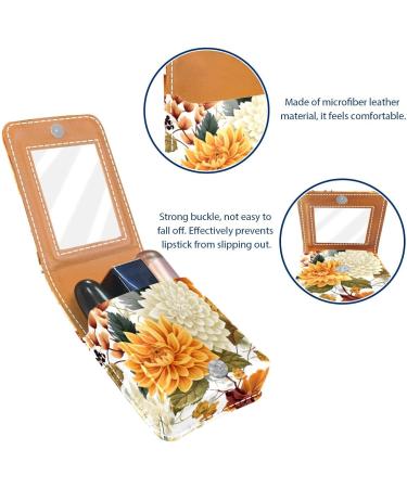 Travel Lipstick Organizer Case - Portable Makeup Bag with Mirror | Autumn Flowers Design - Buy Online on GoSupps.com