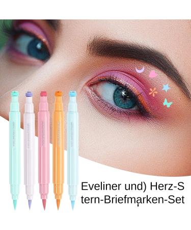  Generisch Colored Winged Eyeliner Colored Liquid Eyeliner - Waterproof Quick Dry Sweat Resistant Colorful Eyeliner with Star Moon Heart Flower Pattern Winged Eyeliner Quick Dry - Buy Online on GoSupps.com