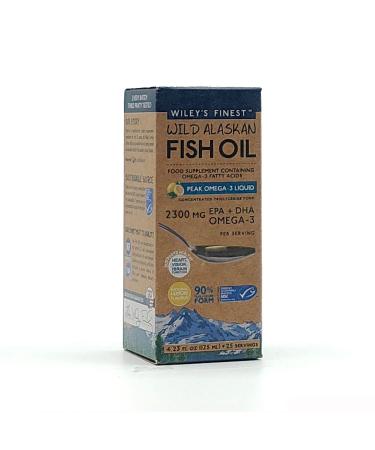 Wiley s Finest Peak Omega-3 Liquid 2300mg EPA + DHA Omega-3 Natural Wild Alaskan Fish Oil Food Supplement 25 Servings Lemon Flavour 125 ml (Pack of 1)