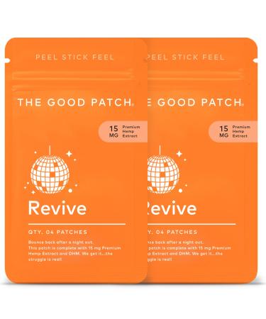 The Good Patch Revive Patch - Bounce Back After A Night Out - Plant Powered Wellness Patch - 15 mg of Hemp Extract and DHM (8 Total Patches) 4 Count (Pack of 2)
