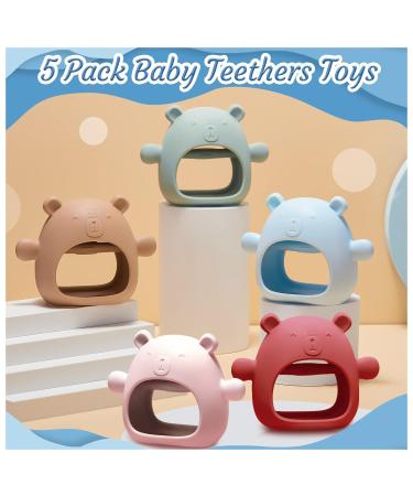 5 Pack Bear Baby Teething Toys for Babies 0-12 Months - Silicone Teethers for Anti-Dropping & Sucking Needs (Bright Colors) - Buy Online on GoSupps.com