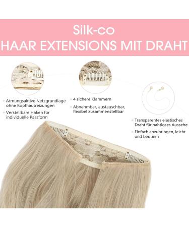 Silk-Co Hair Extensions with Rubber Band | Adjustable Synthetic Hair Parts | Long Corrugated Extensions for Women | 60cm Bleach Blonde & Sandy Blonde Highlights - Buy Online on GoSupps.com