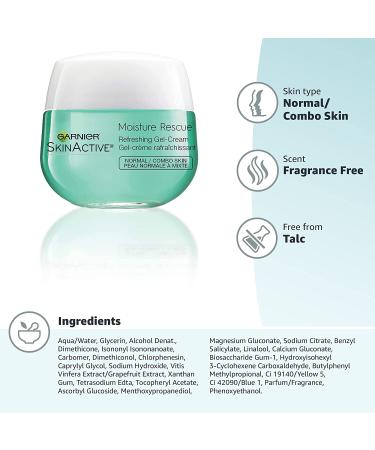 Garnier SkinActive Moisture Rescue Gel-Cream for NormalCombo Skin - 1.7 oz (50 g) | Hydrating & Refreshing - Buy Online on GoSupps.com
