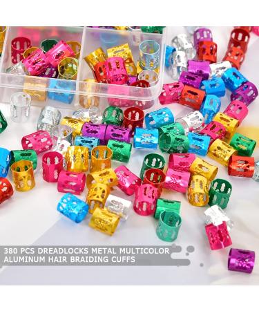 380 Pcs Colorful Hair Cuffs for Braids with Storage Box - Metal Hair Rings and Dreadlock Beads - Women's Hair Jewelry for Braids - Buy Online on GoSupps.com