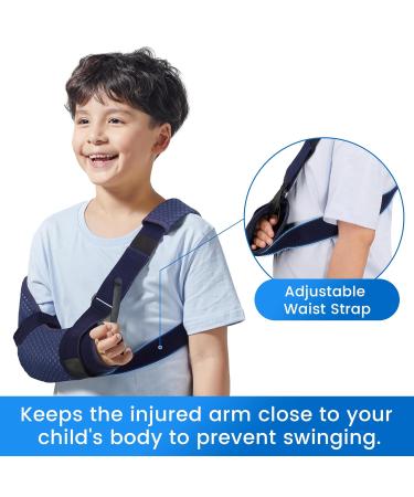 Velpeau Kids Arm Sling - Breathable Shoulder Immobilizer with Waist Strap for Children XS Size (Right Hand Mesh-Blue) - Ventilated Support Brace for Boys & Girls - Buy Online on GoSupps.com