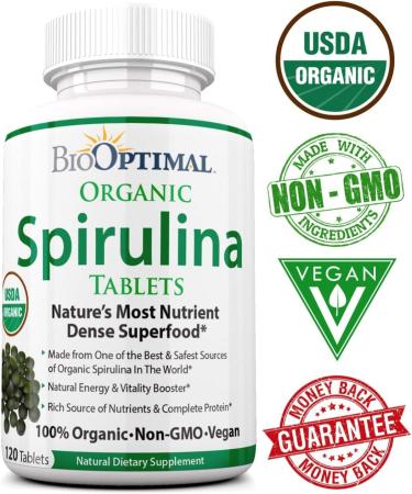 BioOptimal Chlorella Spirulina - Bundle - Organic Chorella Tablets & Organic Spirulina Tablets 120 Count Each Premium Quality 4 Organic Certifications - Buy Online on GoSupps.com
