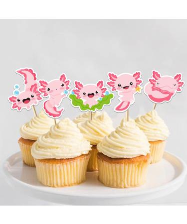 Pink Axolotl Cupcake Topper for for Pink Fish Birthday Cupcake Decorations Cute Axolotl Theme Party Decorations Supplies - Buy Online on GoSupps.com