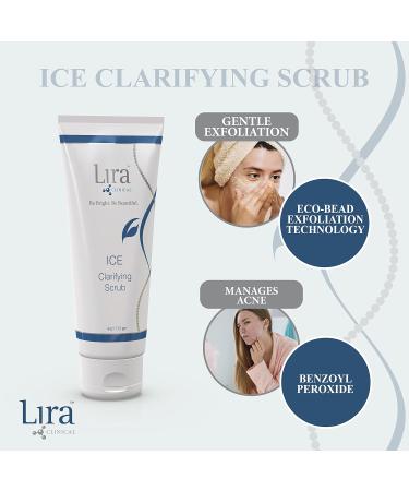 Lira Clinical Ice Clarifying Face Scrub - Soothing Exfoliating Scrub with Echinacea & Botanical Extracts - Eco-Bead Technology for Acne Brightening & Pore Cleansing - 4 fl oz - Buy Online on GoSupps.com