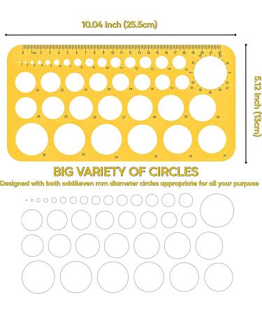 RZDEAL Circle Round Stencil Template Artist Design Drawing Tool (1mm to 37mm) Yellow - Buy Online on GoSupps.com