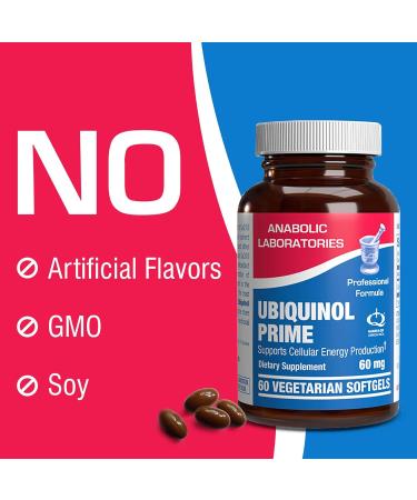 Anabolic Laboratories Coenzyme Q10 Ubiquinol Supplement - 60 mg - 60 Vegetarian Softgels for Enhanced Cellular Energy Production - Buy CoQ10 Online - Buy Online on GoSupps.com
