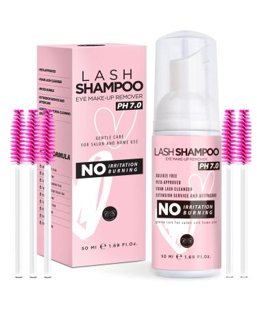 Eyelash Shampoo For Lash Extensions - Eyelash Foaming Cleanser For Extensions Wash for Natural Lashes and Extensions Paraben & Sulfate Free Safe Mascara & Makeup Remover Professional & Self Use