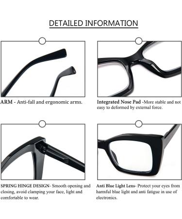 Large Rectangular Frame Non-Prescription Eyeglasses | Anti-Blue Light & Anti-Eyestrain | 3pc Set for Gaming & Computer Use - International Shipping Available - Buy Online on GoSupps.com