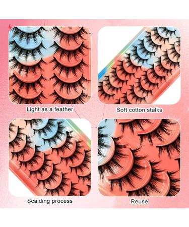 False Lashes Natural Synthetic Fibers False Lashes Fluffy Fake Eyelashes 10 Pairs Reusable Fake Eyelashes for Asian Eyes for Round Eyes (Dense) - Buy Online on GoSupps.com