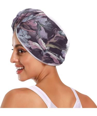 Blooming Iris Flower Dry Hair Cap Set | 2-Piece Quick Drying Towel & Button Headband | Super Absorbent & Comfortable - Buy Online on GoSupps.com