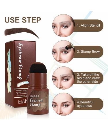 Eyebrow Stamp Stencil Kit with 10 Styles - Long Lasting & Waterproof (Dark Brown) - Buy Online on GoSupps.com