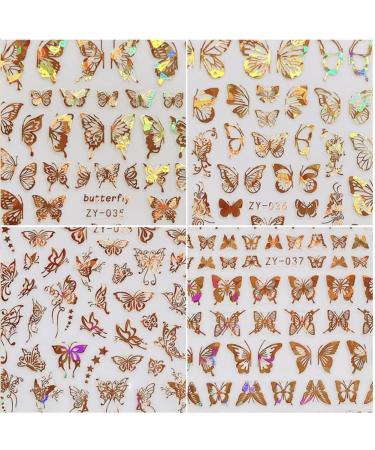 8 Sheets Gold Butterfly Nail Art Stickers | 3D Luxury Decals for Designer Nails - Women's DIY Nail Decoration Supplies - Buy Online on GoSupps.com