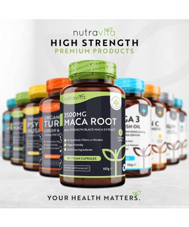 Nutravita Maca Root Capsules 3500mg - 180 Vegan Capsules - High Strength Extract - 6 Month Supply - Made in UK - Buy Online on GoSupps.com