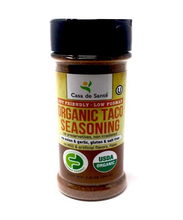 Organic Low FODMAP Certified Paleo Seasoning| No Onion No Garlic, Gluten-Free, No Sodium, No Carb, Keto, Kosher, All Natural, Non GMO, Non Irradiated Seasoning- Casa de Sante (Mexican/Taco Seasoning Mix)