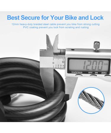 LEICHTEN 4 Feet Coiled Bike Cable Lock with Keys | High Security Heavy Duty Key Lock for Bicycle Outdoors | 1/2 Inch Diameter | Includes Mounting Bracket - Buy Online on GoSupps.com