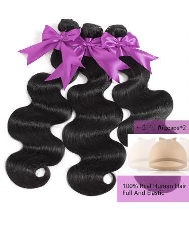 BEANATASHA Body Wave Bundles 16-20 Inch 10A Brazilian Virgin Human Hair Extensions - Natural Black, Double Weft, Anti-shedding, Full & Thick - 3 Bundle Deals - Buy Online on GoSupps.com
