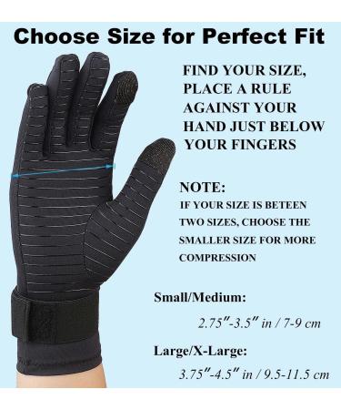2 Pairs Full Finger Copper Arthritis Compression Gloves for Men & Women - Wrist Support for Carpal Tunnel Hand Pain Relief & Typing - Touchscreen Tips - Large/X-Large (Black - Buy Online on GoSupps.com