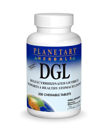 Planetary Herbals DGL Deglycyrrhizinated Licorice, Supports a Healthy Stomach Lining,200 Tablets 200 Count (Pack of 1)
