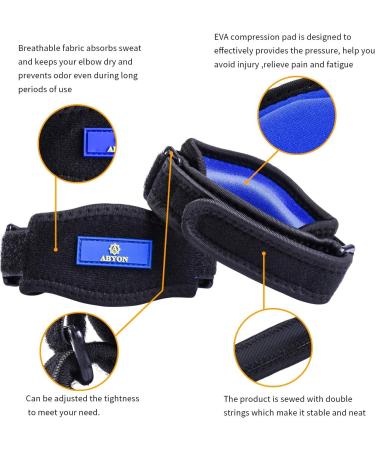ABYON Elbow Support for Men and Women Elbow Compression Sleeve (1 Piece) + Tennis Elbow Support Straps (2 Pieces) for Tennis Elbow Golfers Elbow Tendonitis Sports Gym (Blue M) M Blue - Buy Online on GoSupps.com