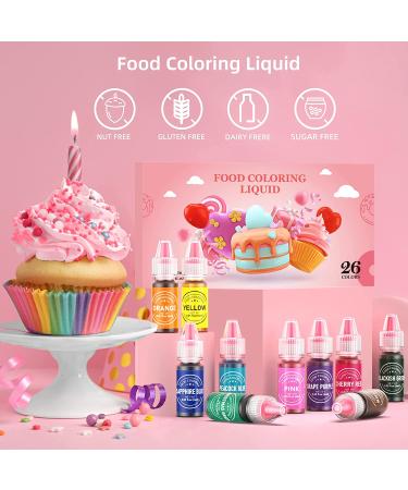 Food Coloring for Baking - 26 Vibrant Cake Food Coloring Liquid Set for Dessert Decorating  Food Grade Food Dye for Icing Fondant Cookies Easter Egg Making DIY Supplies Kit- 0.25 Fl. oz (6 ml)/Bottles - Buy Online on GoSupps.com