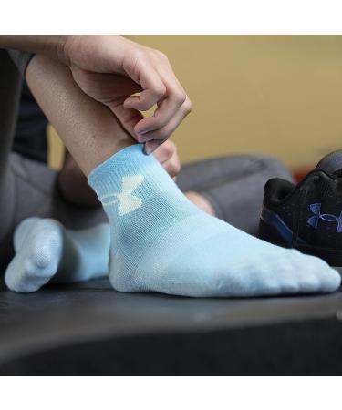 Under Armour Youth Essential Quarter Socks 6-Pack - White/Black/Opal Blue - Small - Buy Online on GoSupps.com
