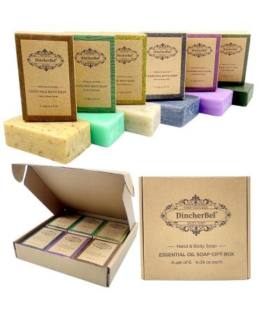 Natural Soap Bar Set - Handmade Lavender White Tea Coconut Milk & Charcoal - Moisturizing & Cleansing - 6 Multi-colored Bars for Men & Women - Buy Online on GoSupps.com