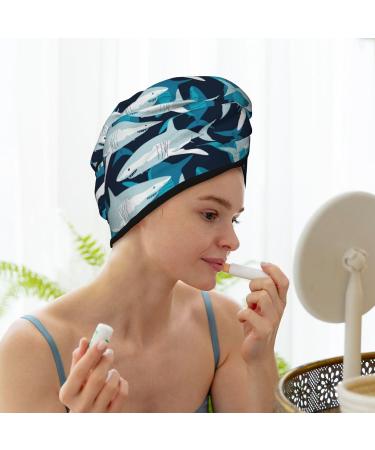 Shark Microfiber Hair Towel - Super Absorbent Quick Dry Turban for Curly & Thick Hair | Hair Towel Wrap with Button for Women Girls & Kids - Buy Online on GoSupps.com
