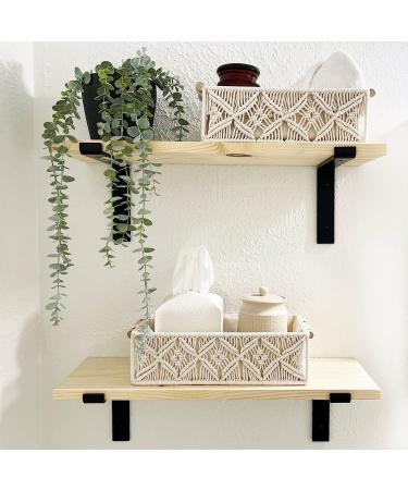 TIMEYARD Macrame Storage Baskets Set of 2 - Small Decorative Shelf Baskets for Bedroom, Bathroom & Living Room - Boho Decor Box for Small Items in Beige - Buy Online on GoSupps.com