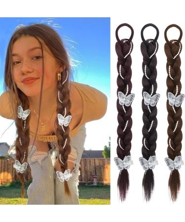 Ponytail Extensions Synthetic Braids Ponytail Extension for Women Elastic HairTie Ponytail Extension with Butterfly Hair Accessories Daily Use Hairpieces for Women(Color:005) - Buy Online on GoSupps.com